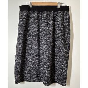 Zoe + Phoebe Women's XL Midi Skirt Elastic Waist Black and White